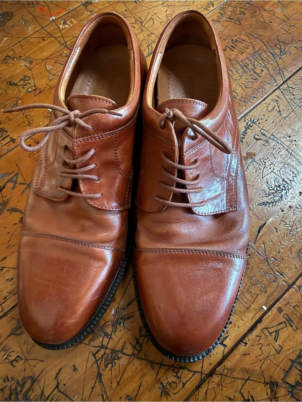 Johnston & Murphy Cognac Brown Leather Derby Shoes